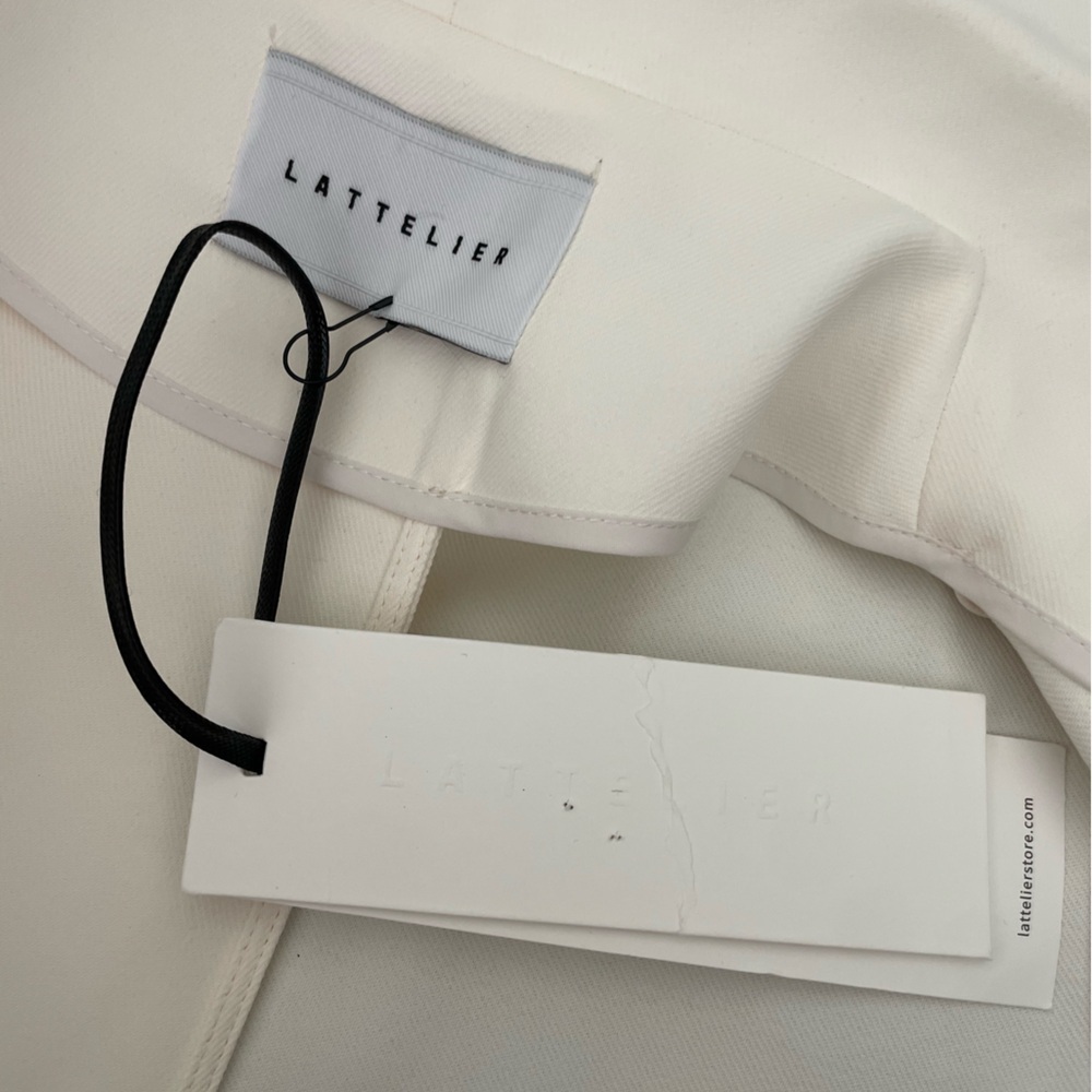 Lattelier Sleeveless White Blazer Duster Vest Size Small Classy Quite Luxury - Picture 11 of 12